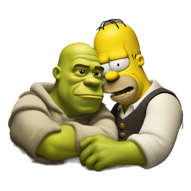 shrek and homer simpson hugs sticker