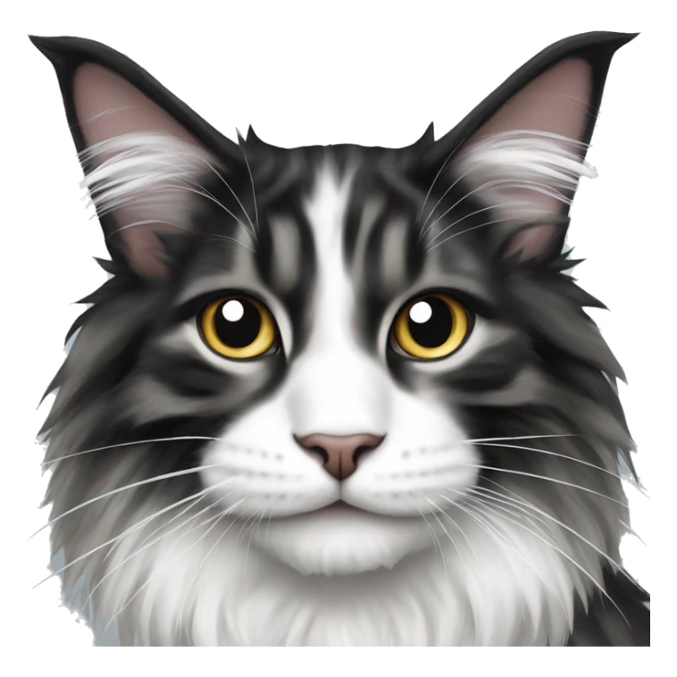 black and white happy maine coon sticker