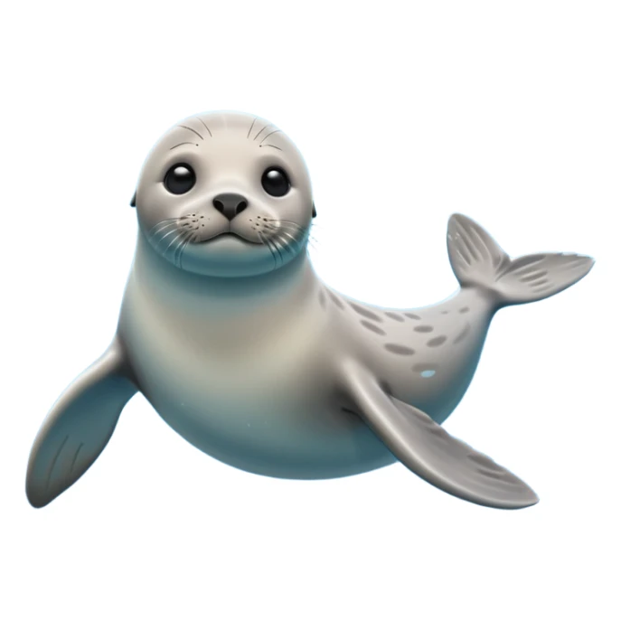 A 3D cartoon seal swimming with visible flippers, calm blue water, soft sunlight, Memoji-style realism. sticker