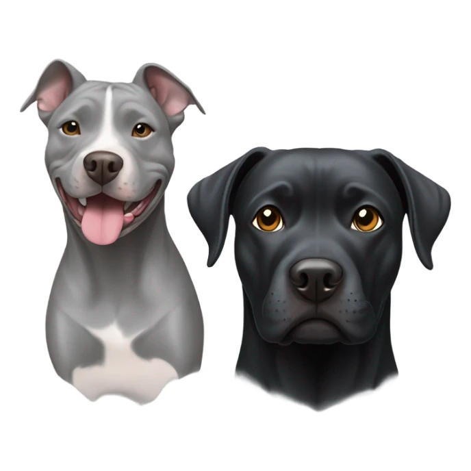 Grey pitbull next to black retriever dog sticker