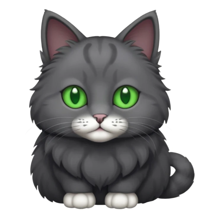 full body solid dark grey cat with green eyes, white paws and white whiskers sticker