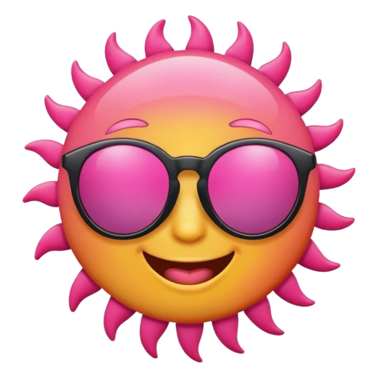 bright sun with sunglasses, cheerful summer vibe, predominantly pink color sticker