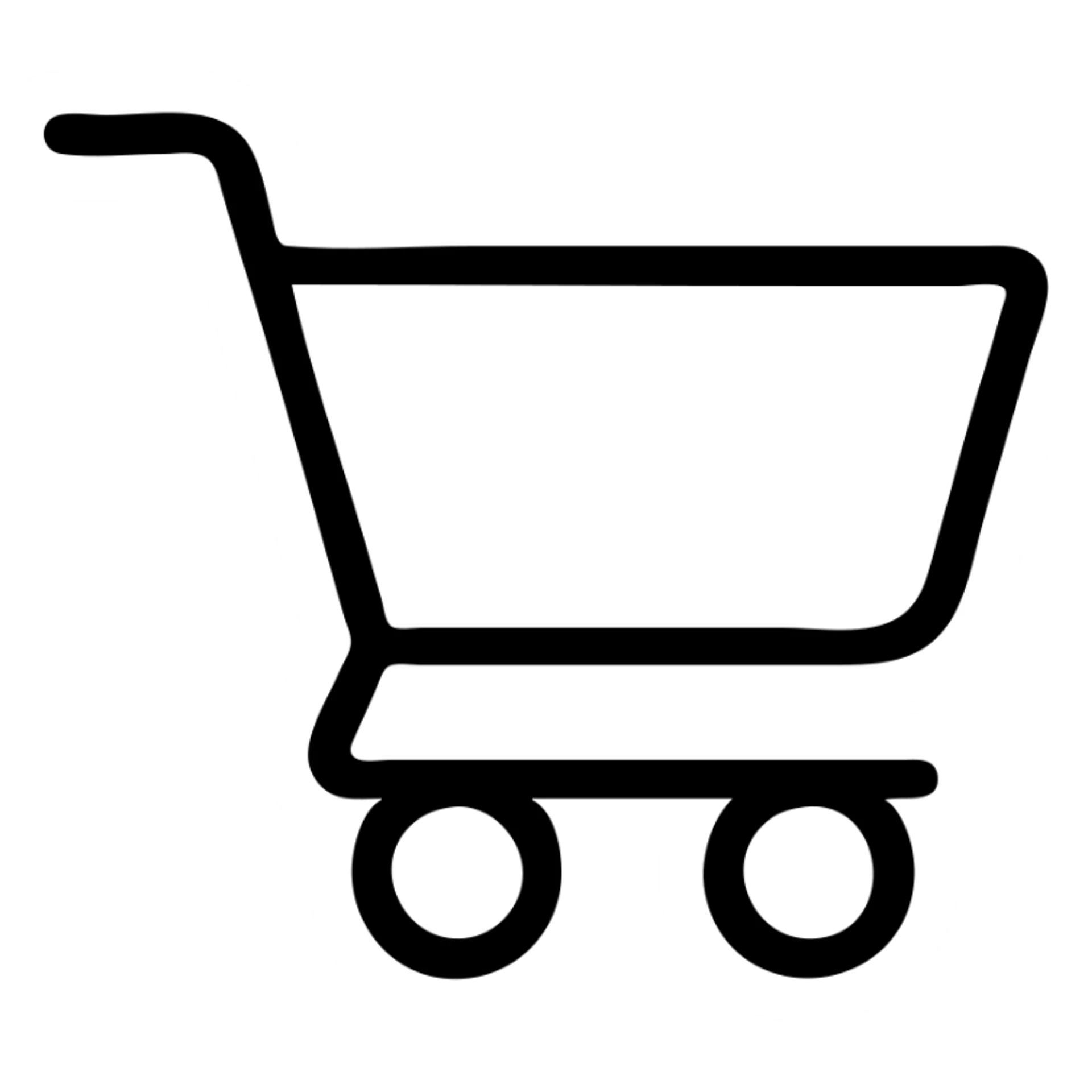 minimalist shopping cart logo, simple icon, clean lines, no background sticker