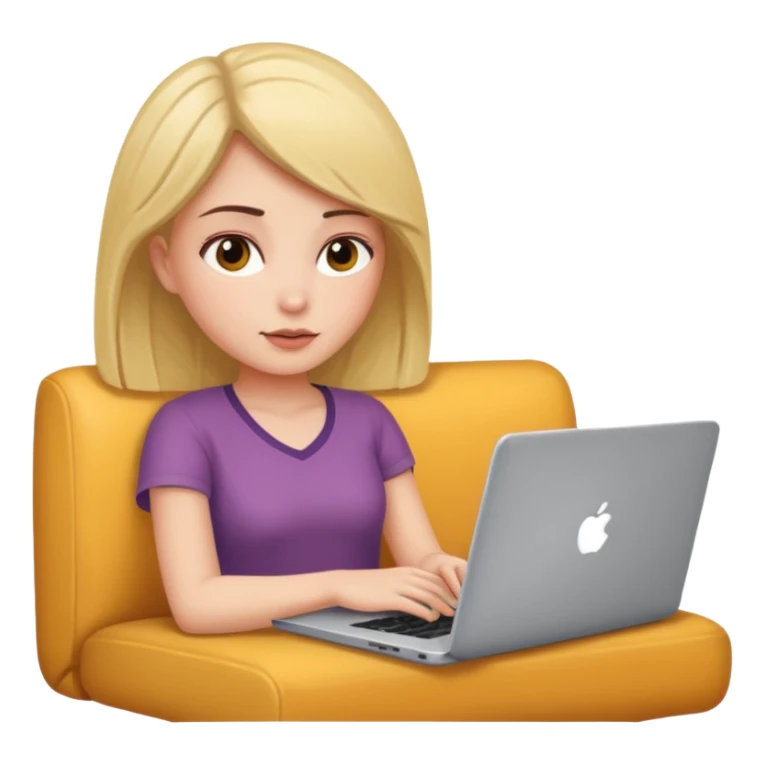 A girl is lying on the couch with a laptop, working sticker