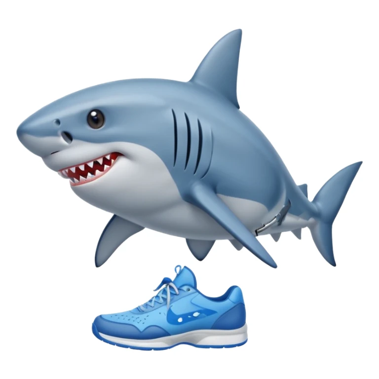 A shark with 2 tenis shoes blues sticker