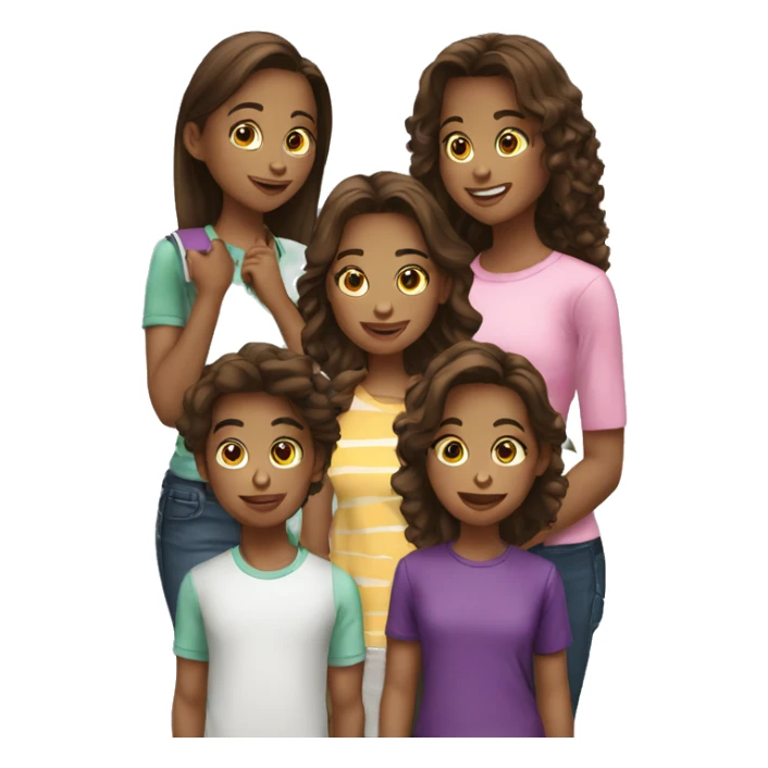 4 teenage cousins, each with a cell phone in their hand sticker