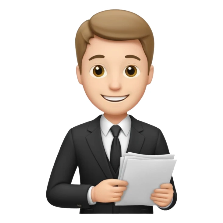 a white man in a formal suit walks with papers in his hands sticker