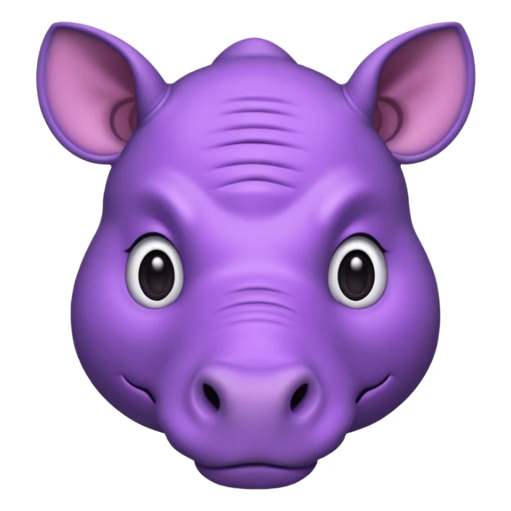 purple rhino face emoji, friendly and cute sticker