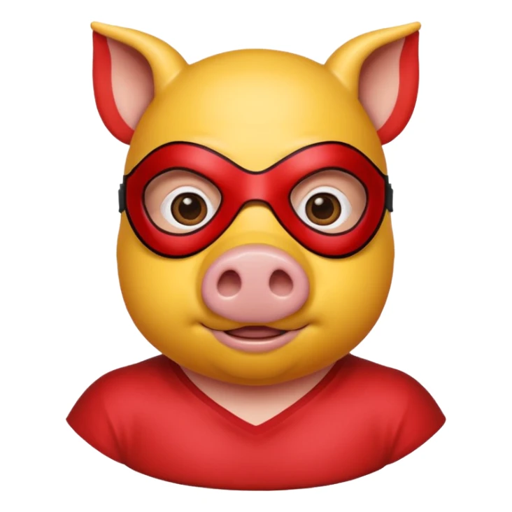 a pig hero with yellow mask and wearing shirt sticker