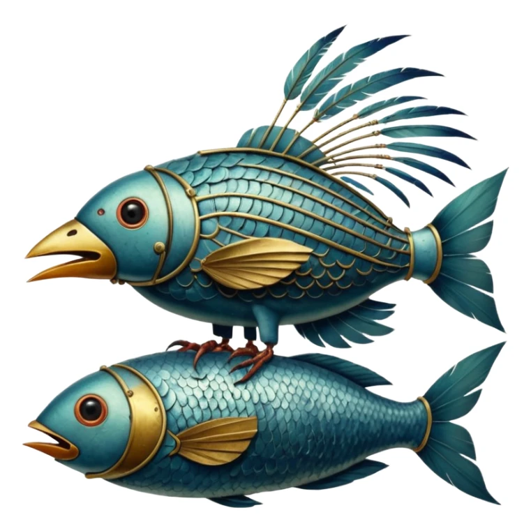 cinematic steam-punk -  hieronymus bosch phantasmagoric mutated creatures - hybrids of birds and fish sticker