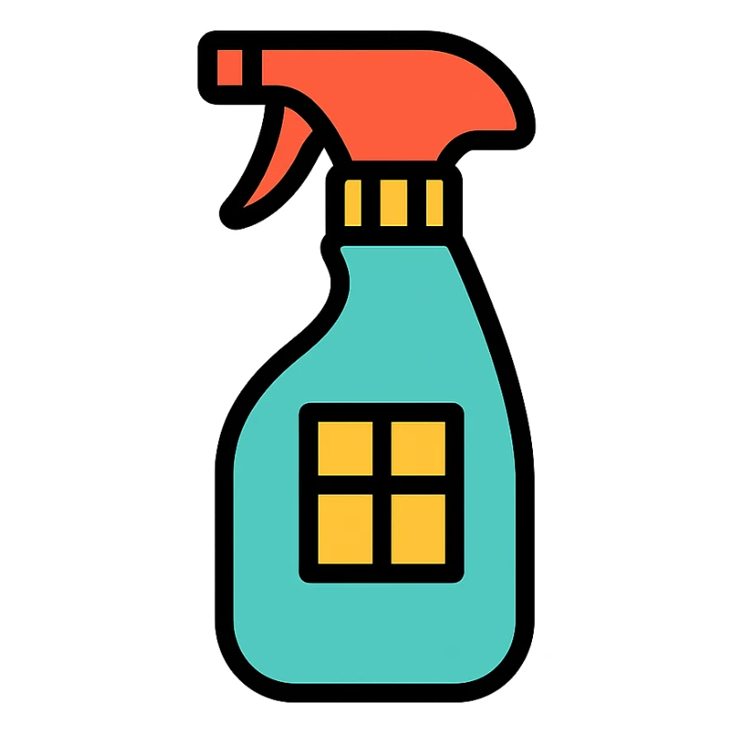 window cleaning spray bottle, modern color icon, simple and tidy sticker