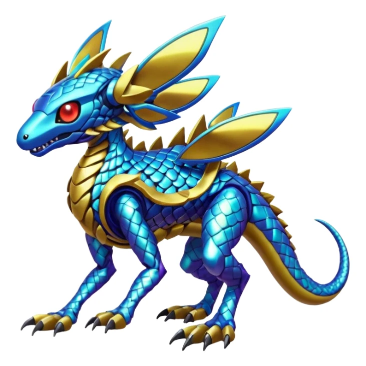  exotic colorful Protogen-Fakémon-Pokémon-Spectrobes-Digimon-Vernid-creature (full body) sticker