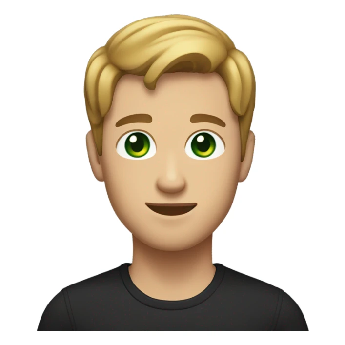 A man with green eyes and light brown hair holding a black cat sticker