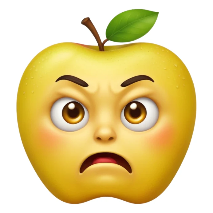 A Classic Apple emoji, yellow character. Extreme disgust/confusion. One eyebrow raised, one eyebrow lowered in anger. With a deep sneer on the mouth. sticker