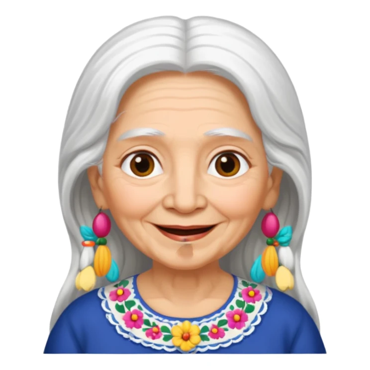Mexican grandma with long white hair sticker