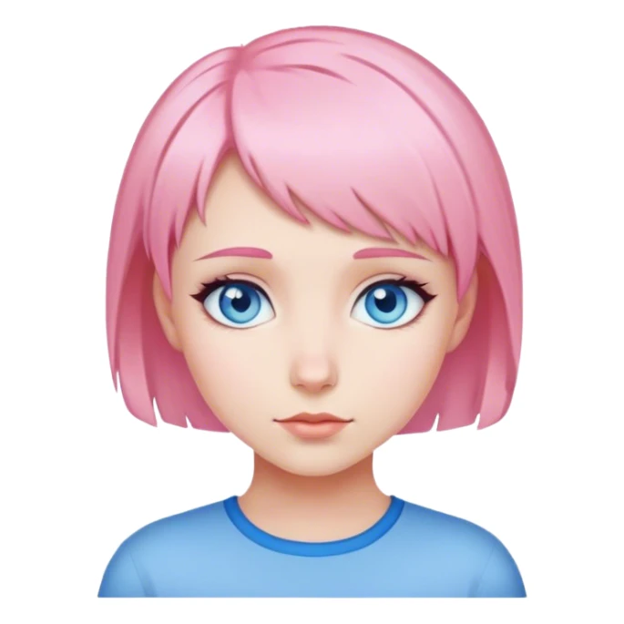 Chica con cabello corto rosa y ojos azules. sticker
