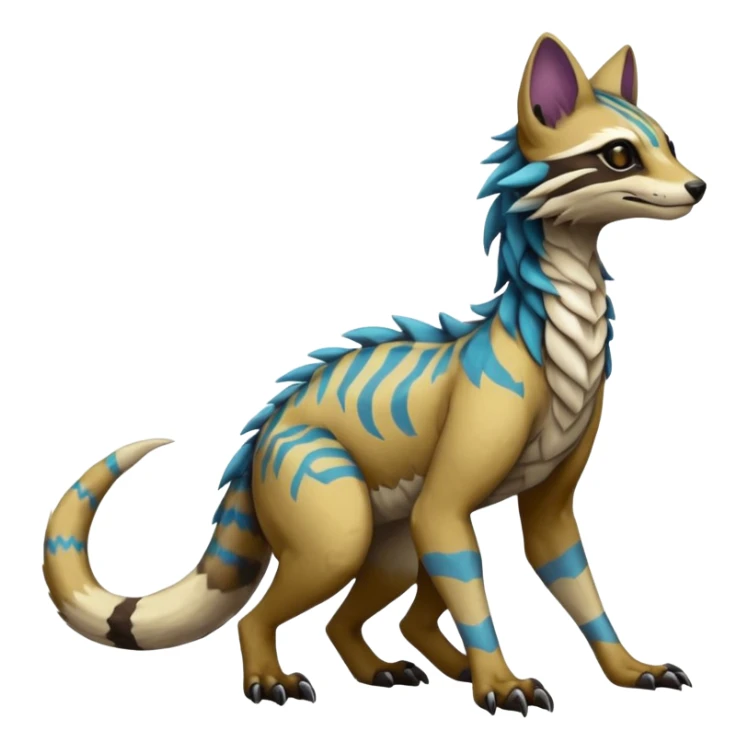 Rare realistic exotic cute epic pretty beautiful handsome gorgeous aesthetic colorful vibrant Vernid-Protogen-Primagen-Wickerbeast-Sergal-Genet-species-Fakemon-hybrid-creature by LiLaiRa, beautiful intricate markings, full body sticker