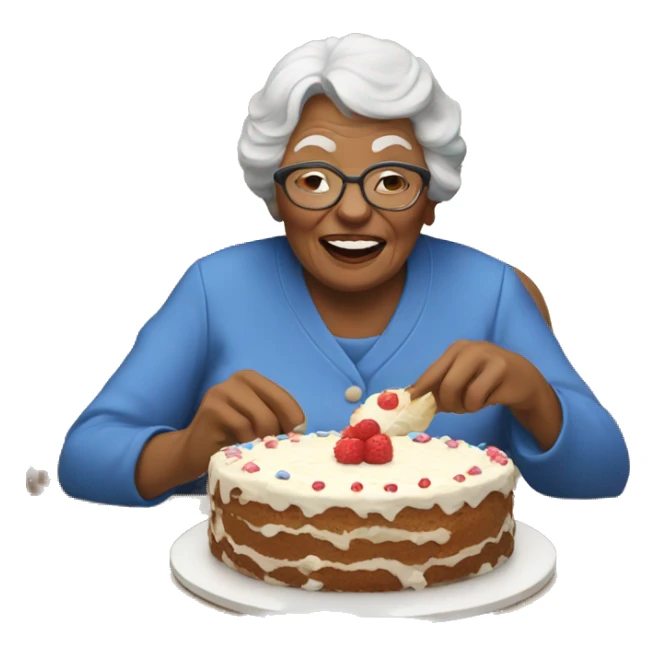 Grandma eating a cake sticker