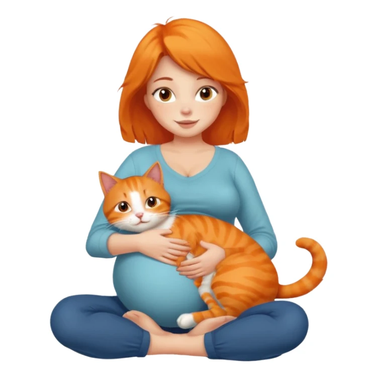 pregnant woman with orange cat sticker