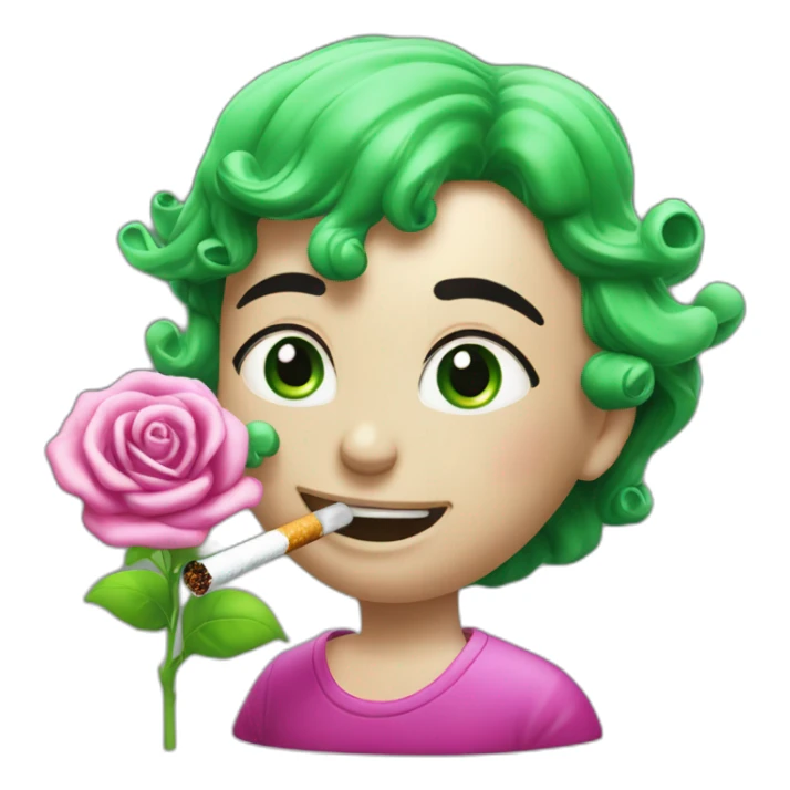sam2pcs fume une cigarette verte avec un nounous imaginaire rose sticker