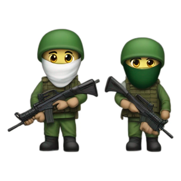 hamas and israeli fighters with rifles sticker