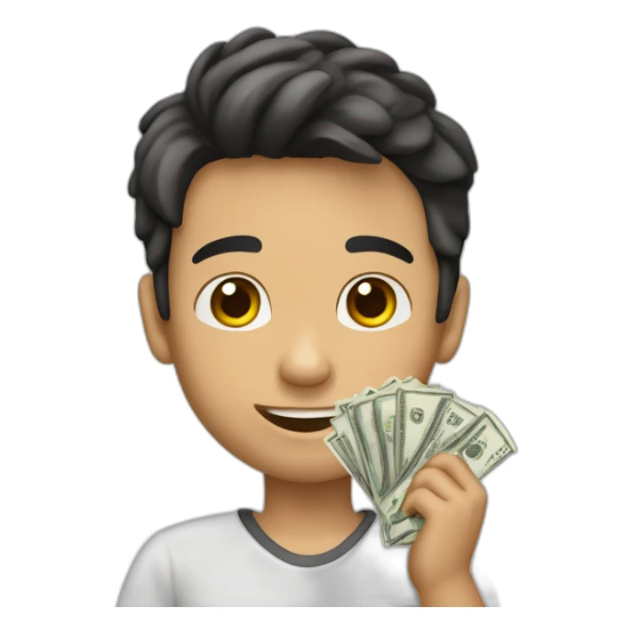 niño joven guapo con mucho dinero en las manos sticker