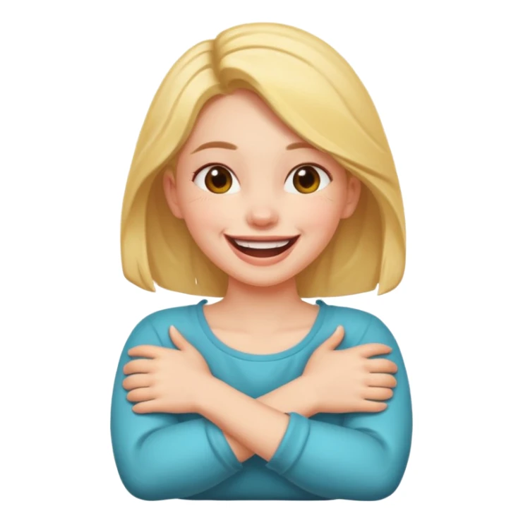 girl with arms crossed on her neck laughing  sticker