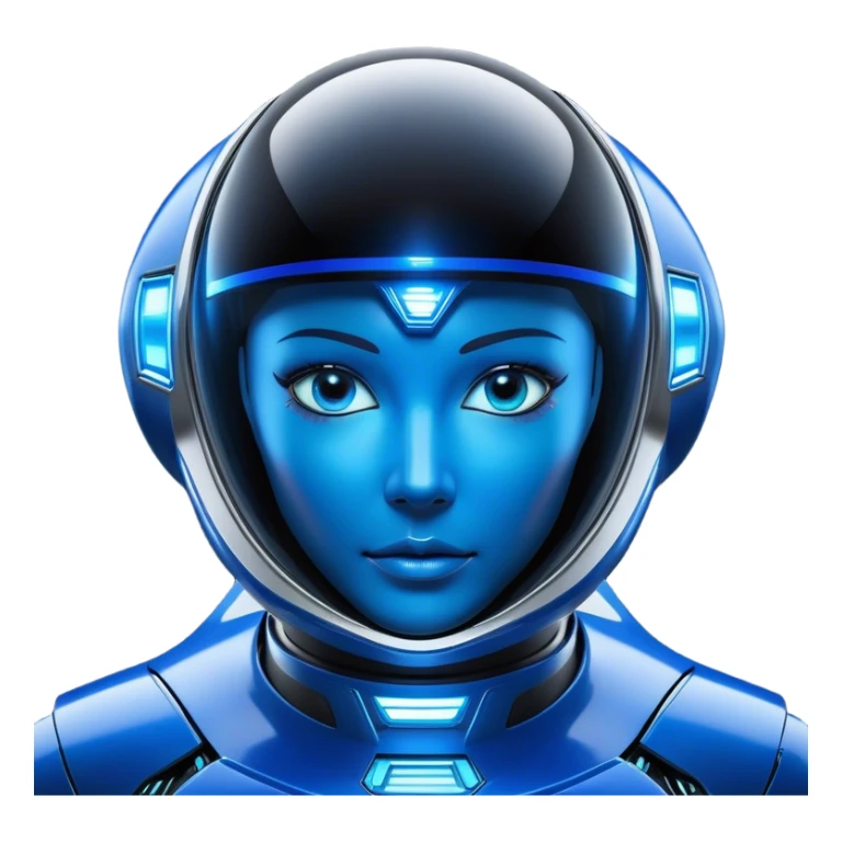 Create a highly detailed and futuristic spaceship centered in the frame, with a realistic and advanced technological design. The ship should have a sleek, aerodynamic structure with shiny metallic surfaces, glowing blue or neon accents, and intricate mechanical details. Focus on the front of the ship, where a clear 'face' or 'expression' is visible—design it with a visor-like feature, glowing 'eyes,' and a subtle 'mouth' or smile-like shape to give it a friendly or sentient appearance. The face should be the focal point, making it obvious that the ship has personality or its own consciousness. Add organic, flowing curves to the design to suggest life and movement. Place the spaceship in the center of the scene, with a starry space background and a distant planet or nebula to add depth. The lighting should highlight the ship's face and details, creating a sense of realism and personality sticker