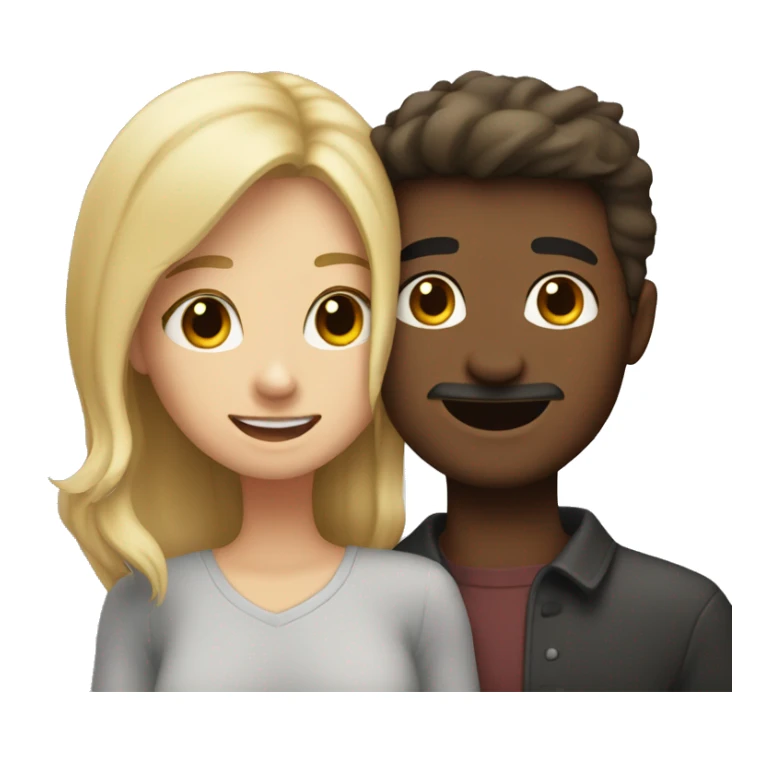 couple hug with warm smiles, blond girl & darkhaired guy  sticker