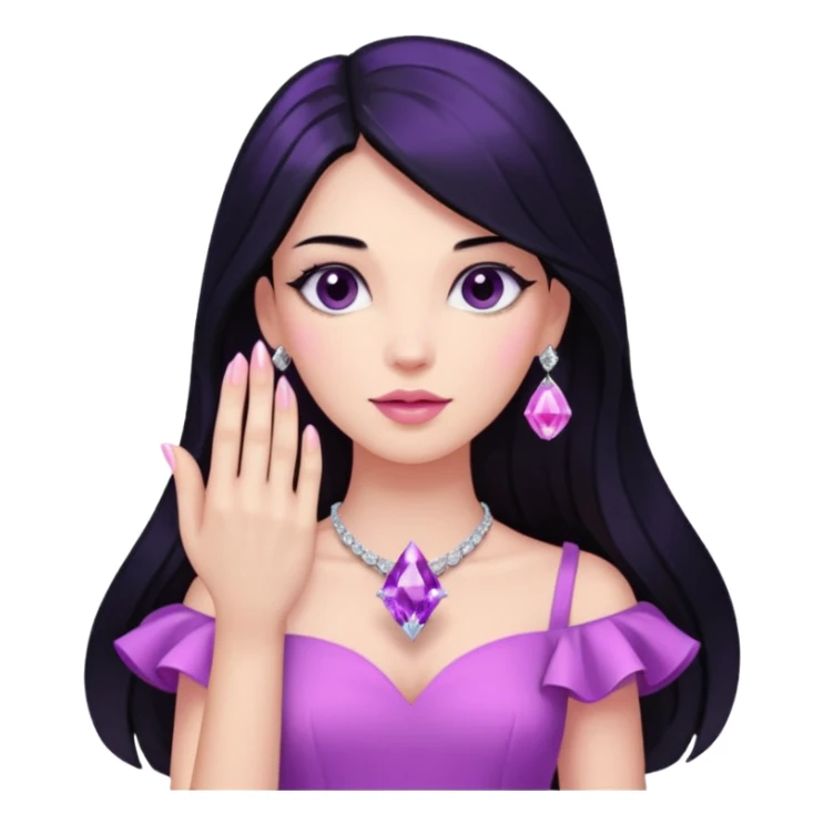 Like this 🙏🏼 but Instead of blue hot pink and keep the skin tone the same you can add a purple crystal ring on one hand and a big diamond on the other hand sticker