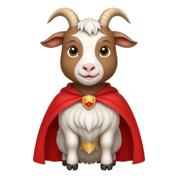 white female goat wearing a read cape sticker
