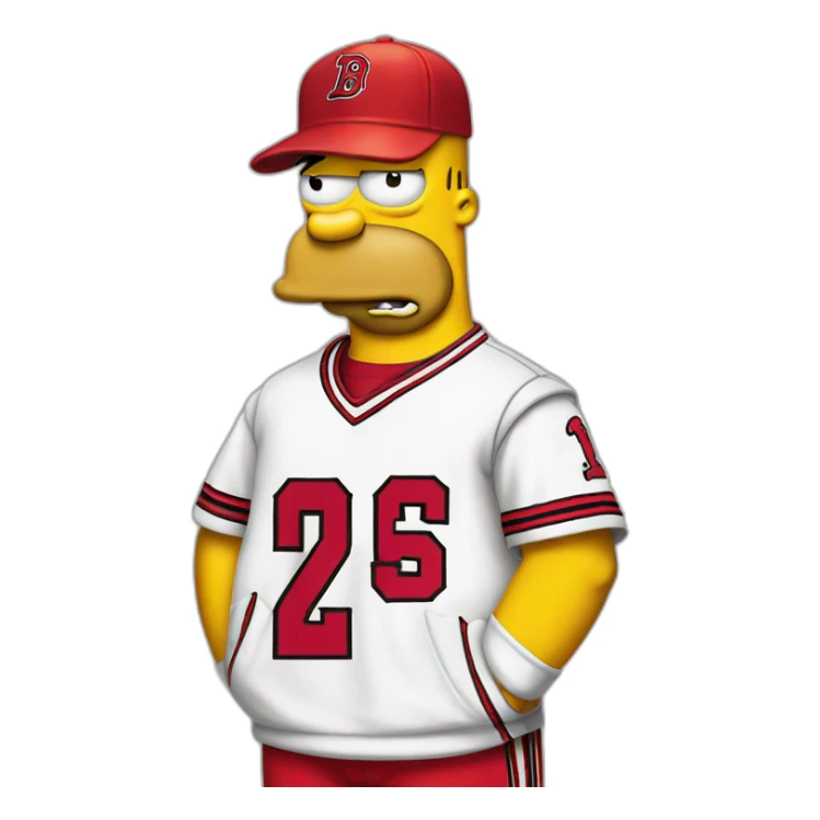 homer simpson wearing a red chikago bulls jersey sticker