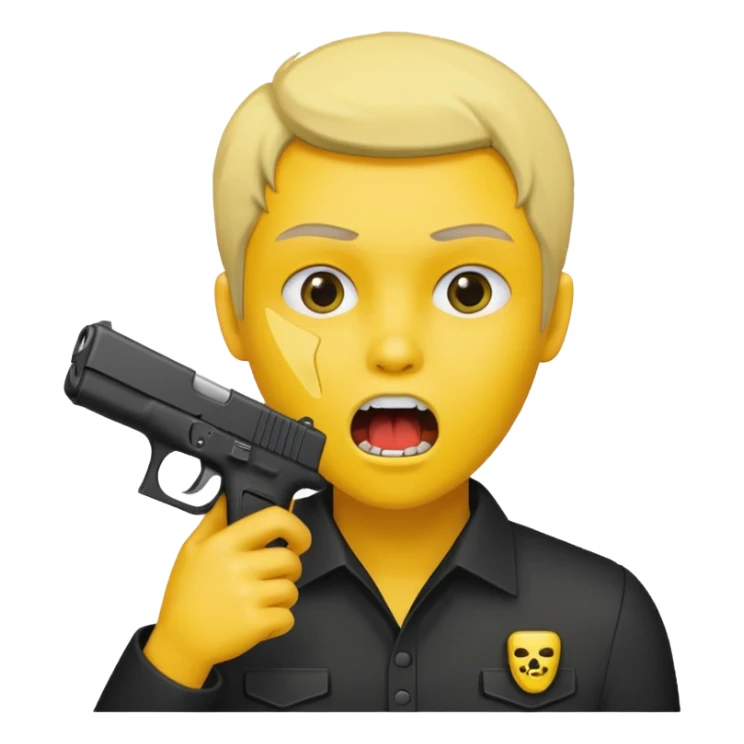 A yellow head that has a Glock in mouth sticker