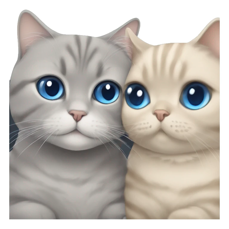 Grey Scottish fold cuddling with blue eyes beige cat  sticker