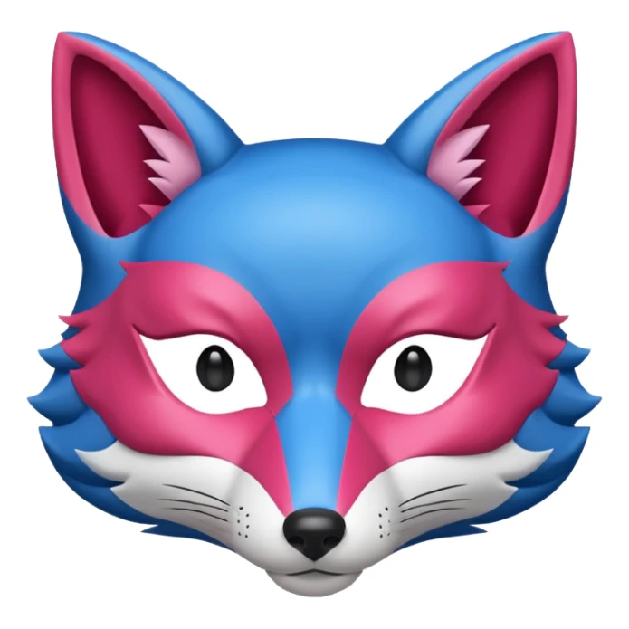 Red, blue and pink fox mask sticker