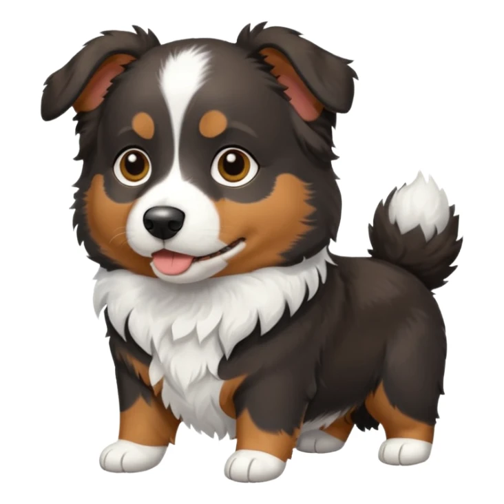 Black tricolor toy Australian shepherd dog full white collar  sticker