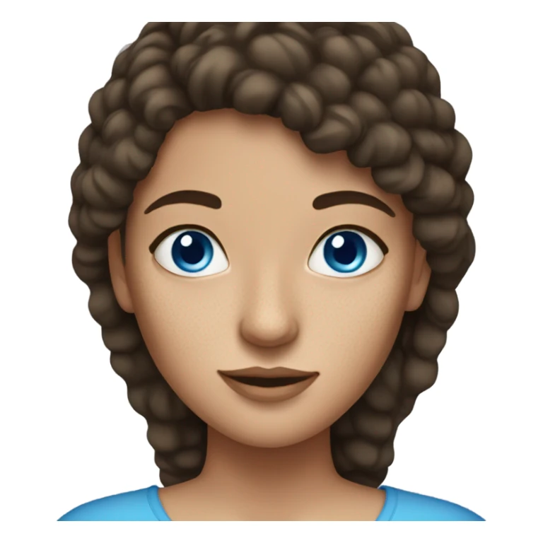 Brunette woman with blue eyes and freckles sticker