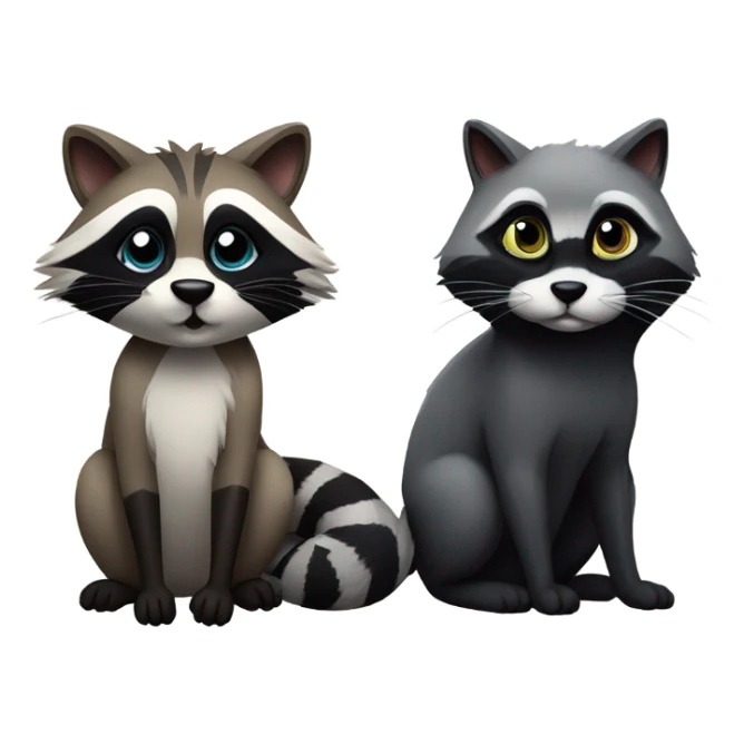 Raccoon and cat  sticker