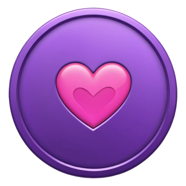 purple coin with one heart sticker