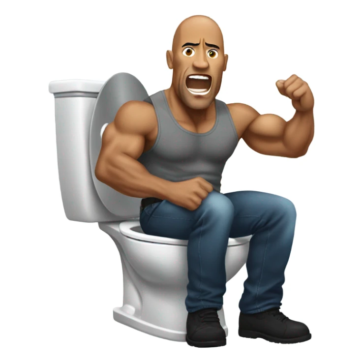 The Rock coming out of a toilet sticker