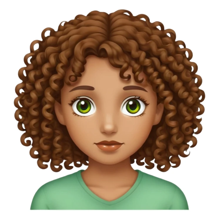 Curly haired tan girl with hazel green eyes sticker