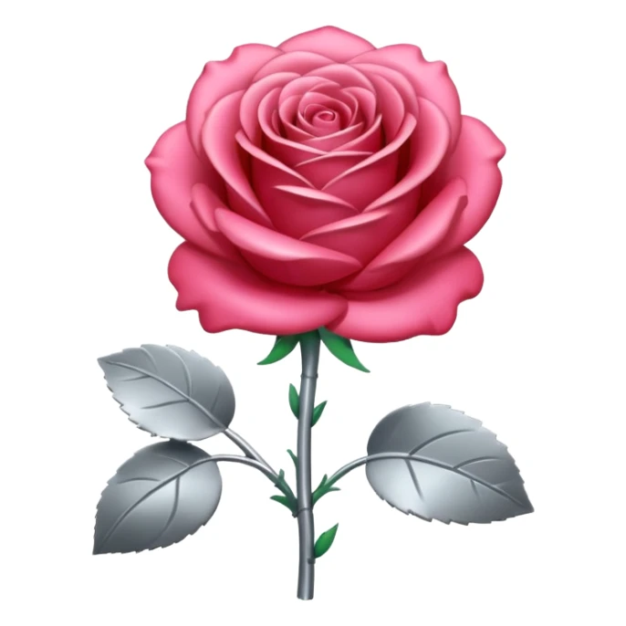 gray metal chrome rose, without green leaves, just flower sticker