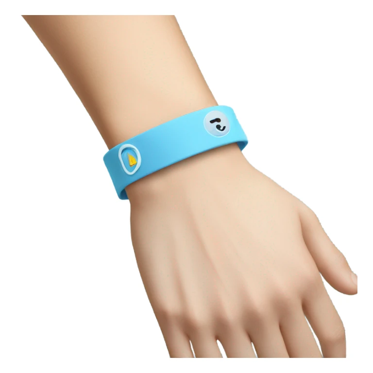 Light blue wristband on wrist  sticker