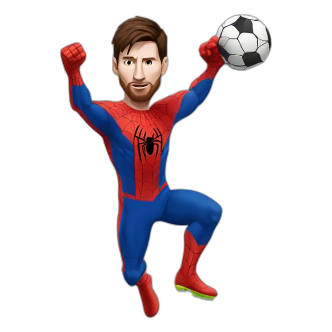 lionel messi as spider man kicking a ball sticker