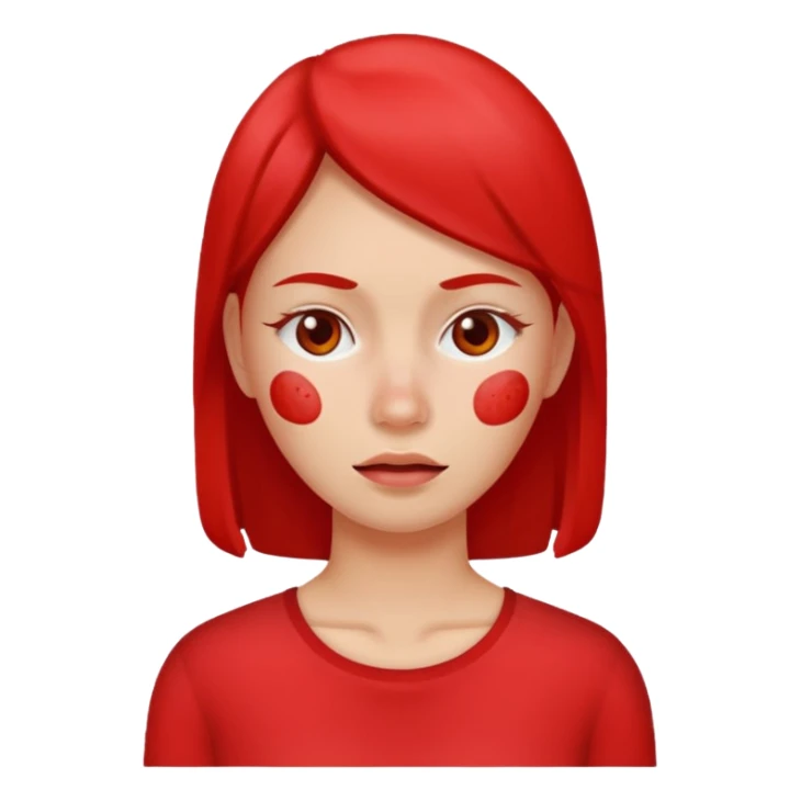 woman with red acne face sticker