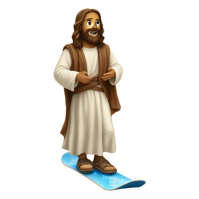 Jesus on a snowboard in the desert  sticker