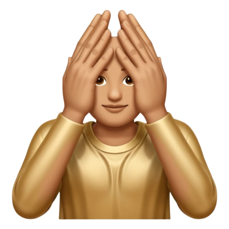 Emoji-style praying metallic hands, realistic proportions, clean outlines sticker