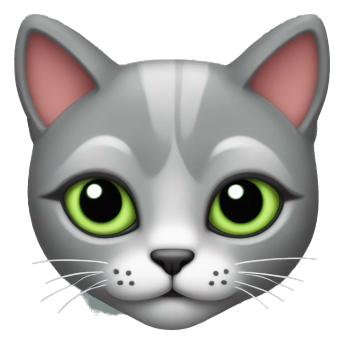 gato gris con ojos verdes rodeado de corazones con destellos sticker