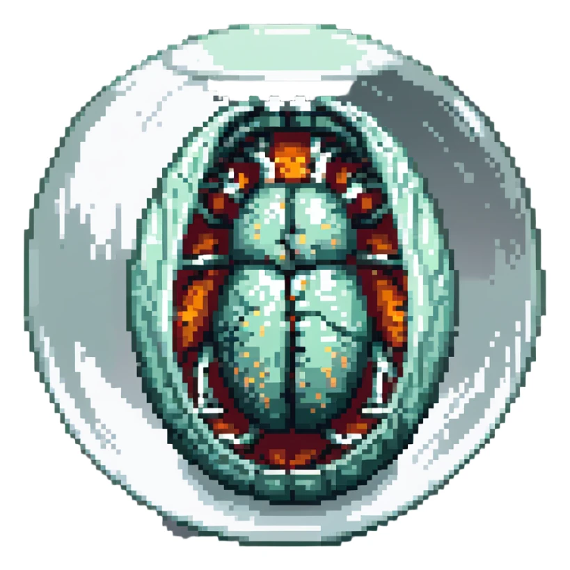 MRI embryo digital fetal small shape in otherworldly bubble, eerie, horror, pupa, crystalis, in-utero, sea-life, crustaceanoid, photorealism sticker