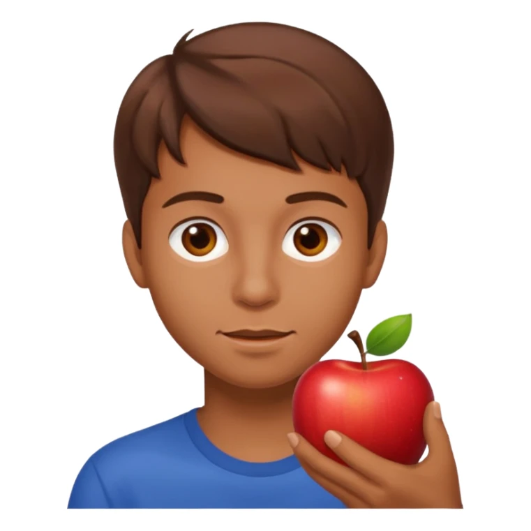I want you to create an emoji of a SPANISH SERGEANT ,  He should be a young guy with brown hair, brown eyes, his skin color like he’s tan and he’s eating an apple  sticker